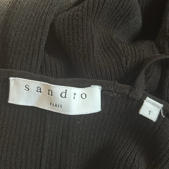 Sandro Paris Bluan Rib Knit Midi Dress in Noir size 1 - Picture 6 of 8